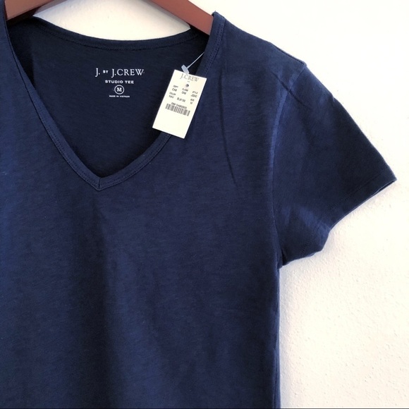J. CREW NWT Studio V Neck Cotton T Shirt Top in Navy Size Medium - Picture 5 of 11
